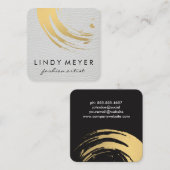 Goud geborsteld en wit leer vierkante visitekaartje (Voorkant / Achterkant)