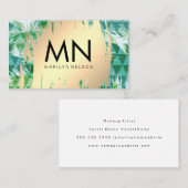 Goud geborsteld | Geometrische palm achtergrond Visitekaartje (Voorkant / Achterkant)