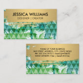 Goud geborsteld | Geometrische palmboom Visitekaartje (Voorkant / Achterkant)