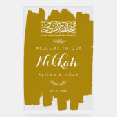 Goud geborsteld geschilderd Nikkah Acryl bord (Voorkant)