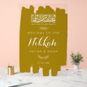 Goud geborsteld geschilderd Nikkah Acryl bord (Huwelijk)