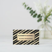 Goud geborsteld gestreept | Gouden metalen visitek Visitekaartje (Staand voorkant)