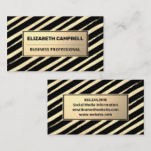 Goud geborsteld gestreept | Gouden metalen visitek Visitekaartje (Voorkant / Achterkant)