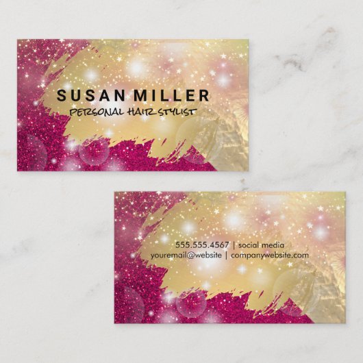 Goud geborsteld | Glitter | Star Dust Visitekaartje (Voorkant / Achterkant)