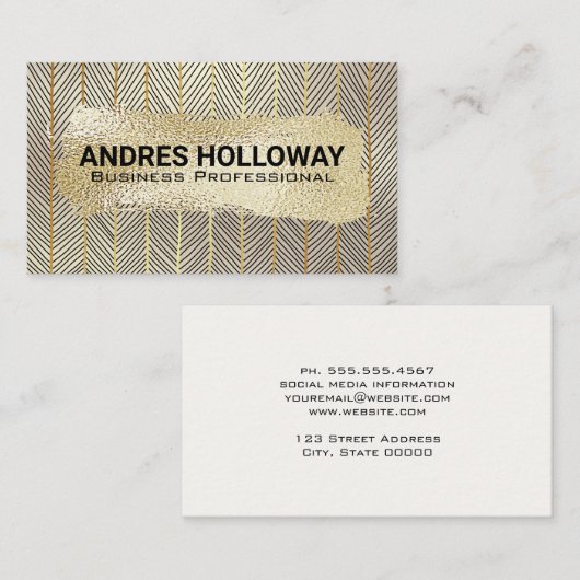Goud geborsteld | Goud Streeppatroon Visitekaartje (Voorkant / Achterkant)