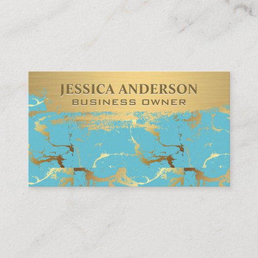 Goud geborsteld | Goud Teal Visitekaartje (Voorkant)
