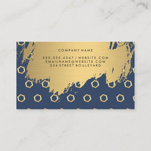 Goud geborsteld | Hexagon Pattern Designer Visitekaartje (Achterkant)