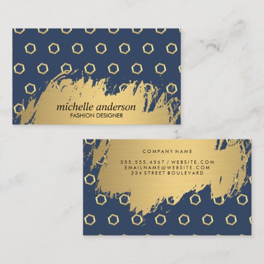 Goud geborsteld | Hexagon Pattern Designer Visitekaartje (Voorkant / Achterkant)