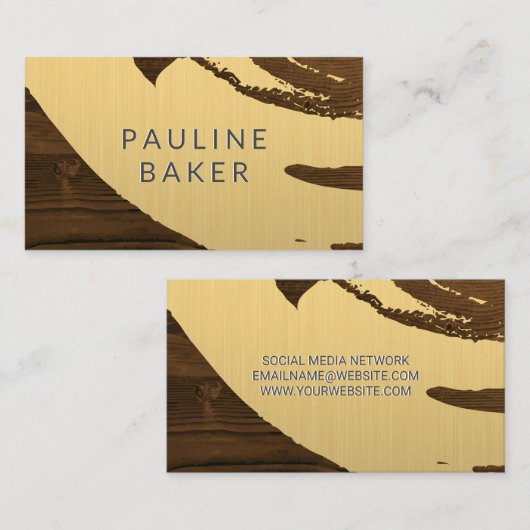 Goud geborsteld | Houtnerf Visitekaartje (Voorkant / Achterkant)