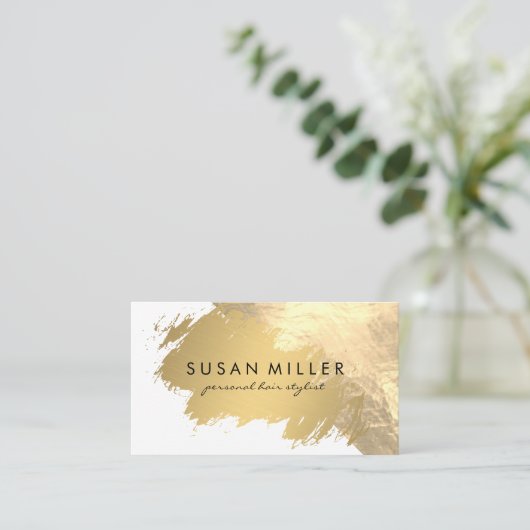 Goud geborsteld leder Gouden Metallic II Visitekaartje (Staand voorkant)