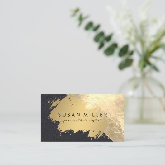 Goud geborsteld leder Gouden Metallic Visitekaartje (Staand voorkant)