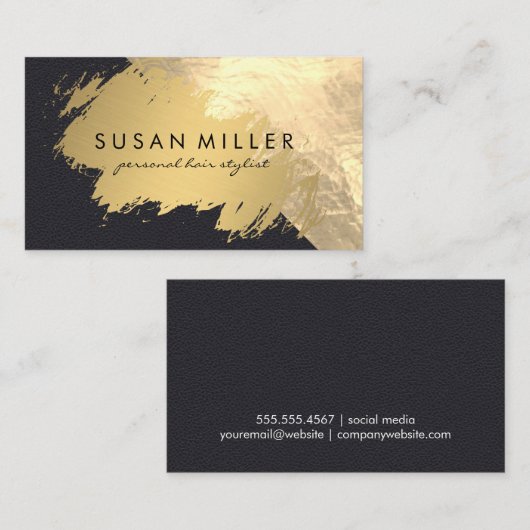 Goud geborsteld leder Gouden Metallic Visitekaartje (Voorkant / Achterkant)