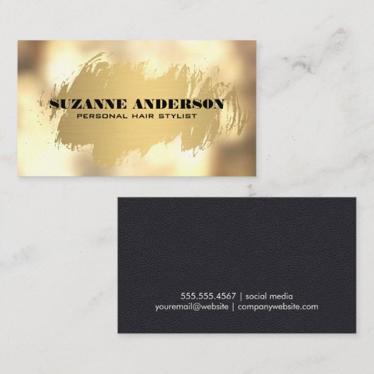 Goud geborsteld leer goud Boke Visitekaartje (Voorkant / Achterkant)