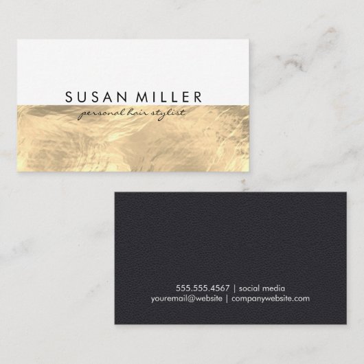 Goud geborsteld leer Gouden Metallic Kleurenblok Visitekaartje (Voorkant / Achterkant)