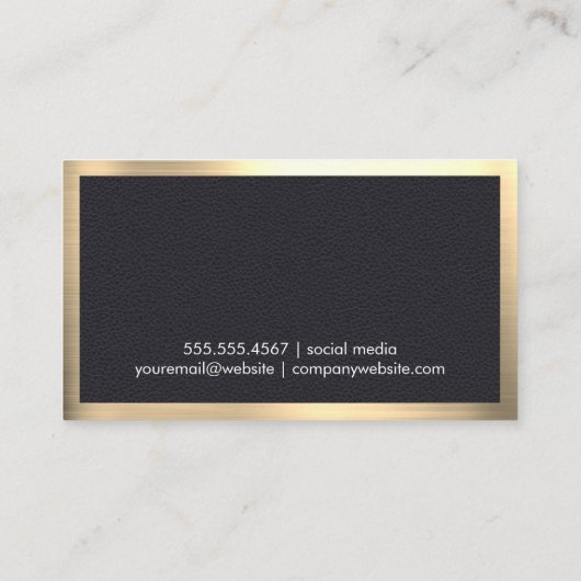 Goud geborsteld leer gouden rand visitekaartje (Achterkant)