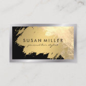 Goud geborsteld leer | Zilveren randen Visitekaartje (Voorkant)