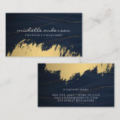 Goud geborsteld | Lux Lines Dark Blue Visitekaartje (Voorkant / Achterkant)