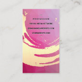 Goud geborsteld | Magenta geometrisch Visitekaartje (Achterkant)