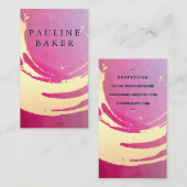 Goud geborsteld | Magenta geometrisch Visitekaartje (Voorkant / Achterkant)