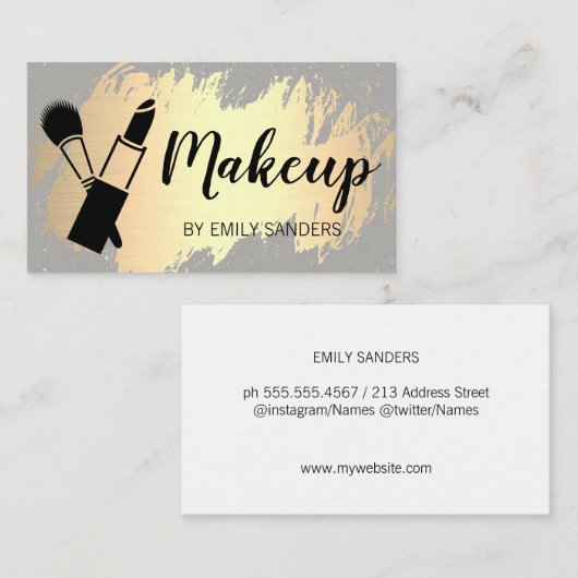 Goud geborsteld / make-up visitekaartje (Voorkant / Achterkant)