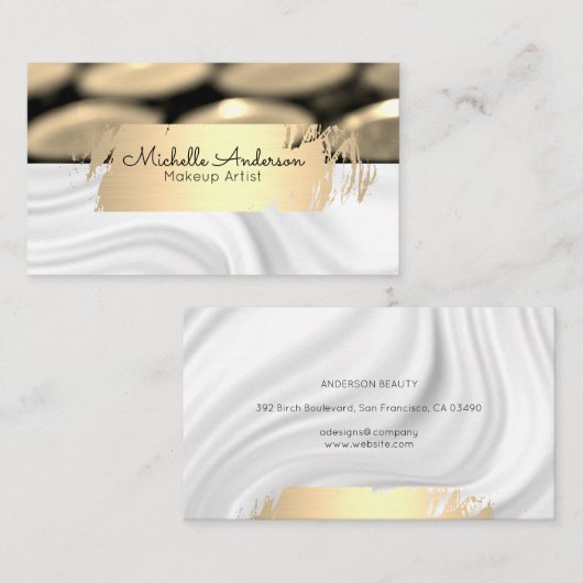 Goud geborsteld | Makeup Palette | Zijderzijde Visitekaartje (Voorkant / Achterkant)