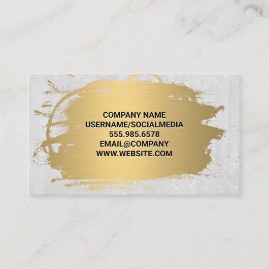 Goud geborsteld | Marmer Stone | QR-code Visitekaartje (Achterkant)