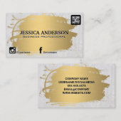 Goud geborsteld | Marmer Stone | QR-code Visitekaartje (Voorkant / Achterkant)