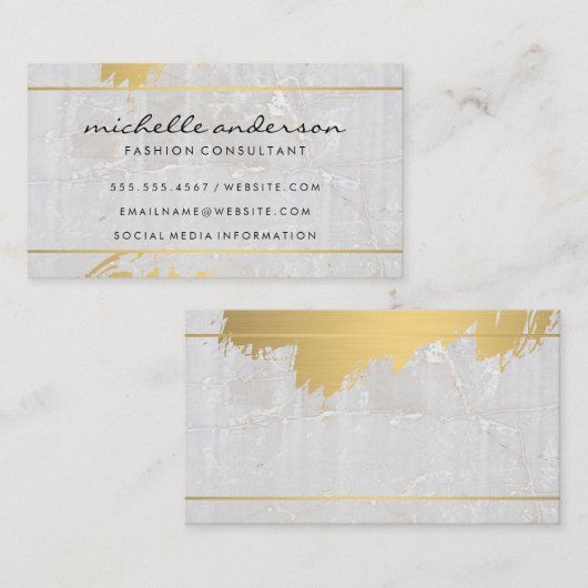 Goud geborsteld | Marmer Stone Visitekaartje (Voorkant / Achterkant)