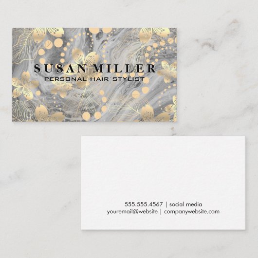 Goud geborsteld | Marmer Visitekaartje (Voorkant / Achterkant)