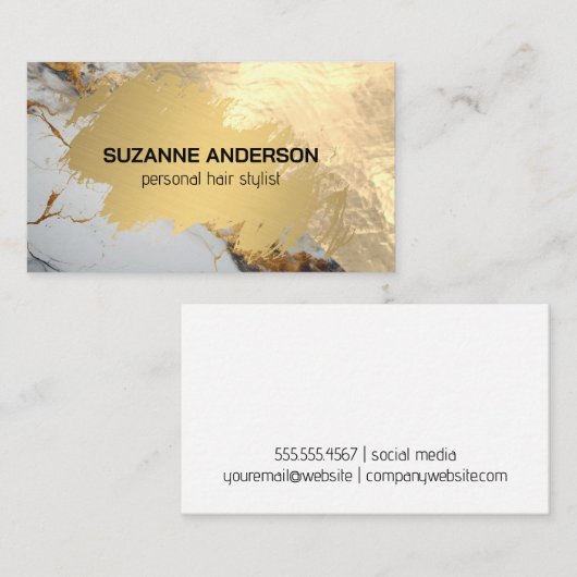 Goud Geborsteld Marmeren Achtergrond Visitekaartje (Voorkant / Achterkant)