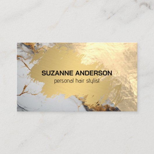 Goud Geborsteld Marmeren Achtergrond Visitekaartje (Voorkant)