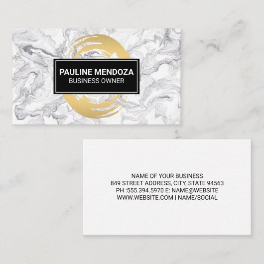 Goud geborsteld | Marmeren achtergrond Visitekaartje (Voorkant / Achterkant)