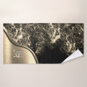 Goud Geborsteld Metaal en Metaalsteen Monogrammed Badhanddoek (Badhanddoek)