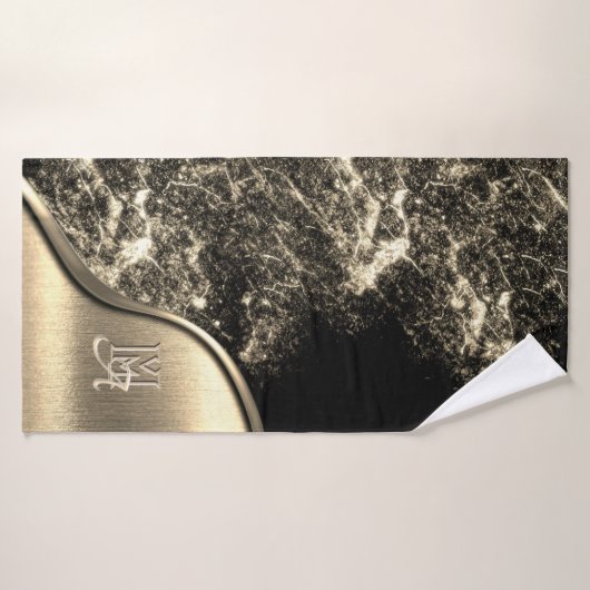 Goud Geborsteld Metaal en Metaalsteen Monogrammed Badhanddoek (Badhanddoek)