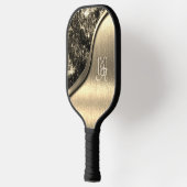 Goud Geborsteld Metaal en Metaalsteen Monogrammed Pickleball Paddle (Links)