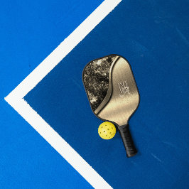 Goud Geborsteld Metaal en Metaalsteen Monogrammed Pickleball Paddle