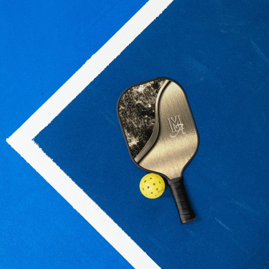 Goud Geborsteld Metaal en Metaalsteen Monogrammed Pickleball Paddle