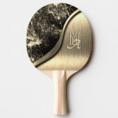 Goud Geborsteld Metaal en Metaalsteen Monogrammed Tafeltennisbatje (Achterkant)