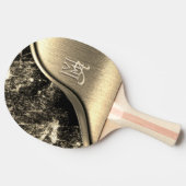 Goud Geborsteld Metaal en Metaalsteen Monogrammed Tafeltennisbatje (Zijkant)