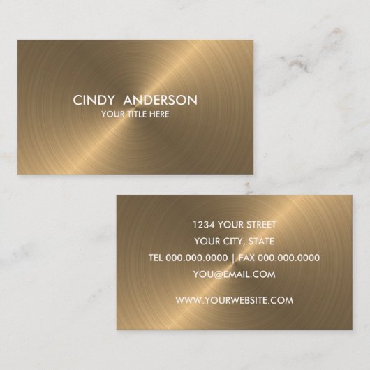 Goud geborsteld metaal glans visitekaartje (Voorkant / Achterkant)