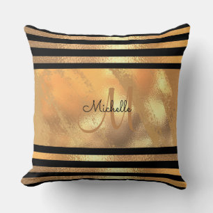Goud Geborsteld Metaal Glitter Monogram Naam Bruil Kussen