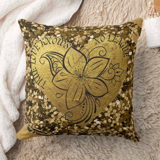 Goud Geborsteld Metaal Glitter Nieuw Wed Love Kussen (Deken)