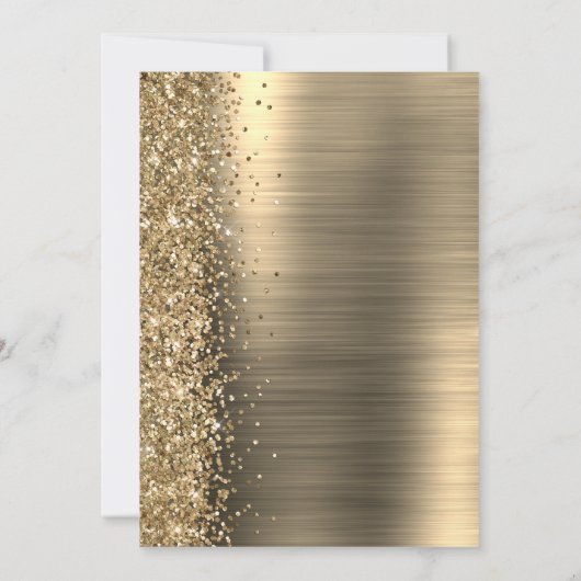 Goud Geborsteld Metaal Glitter Script Bruiloft Kaart (Achterkant)