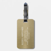 Goud geborsteld metaal modern monogram bagagelabel (Achterkant verticaal)