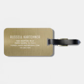 Goud geborsteld metaal modern monogram bagagelabel (Achterkant horizontaal)