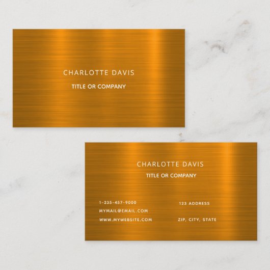 Goud geborsteld metaal monogram minimalistische el visitekaartje (Voorkant / Achterkant)