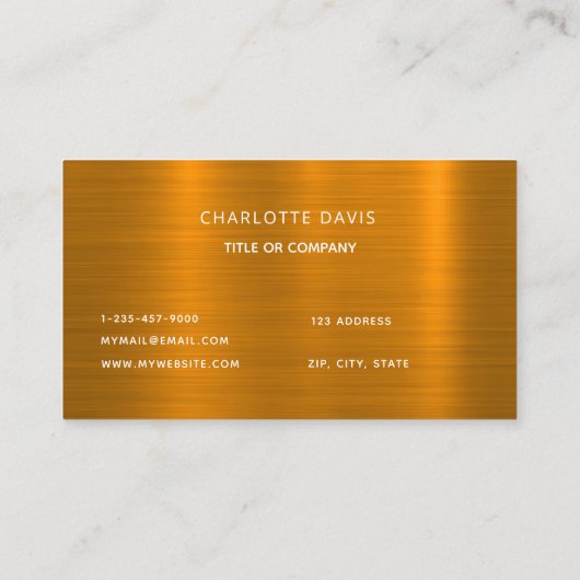 Goud geborsteld metaal monogram minimalistische el visitekaartje (Achterkant)