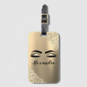 Goud geborsteld Metaal Monogram Naam en Initiaal Bagagelabel (Voorkant (verticaal))