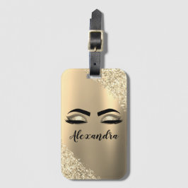 Goud geborsteld Metaal Monogram Naam en Initiaal Bagagelabel