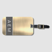 Goud geborsteld Metaal Monogram Naam en Initiaal Bagagelabel (Voorkant (horizontaal))